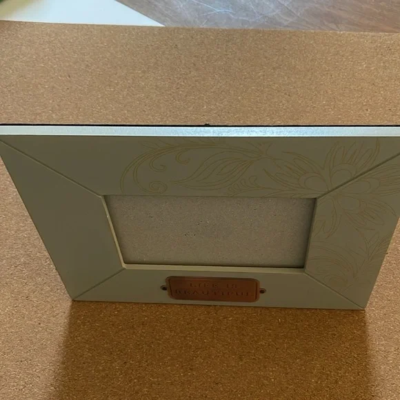 LIFE IS BEAUTIFUL picture frame. Never used. Brass plack has tiny tine mark - Picture 7 of 7